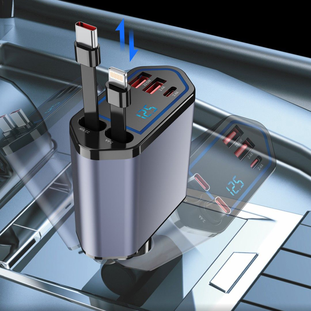 ZSK POWER 帶線車充頭電壓顯示(22.5W Max), , large