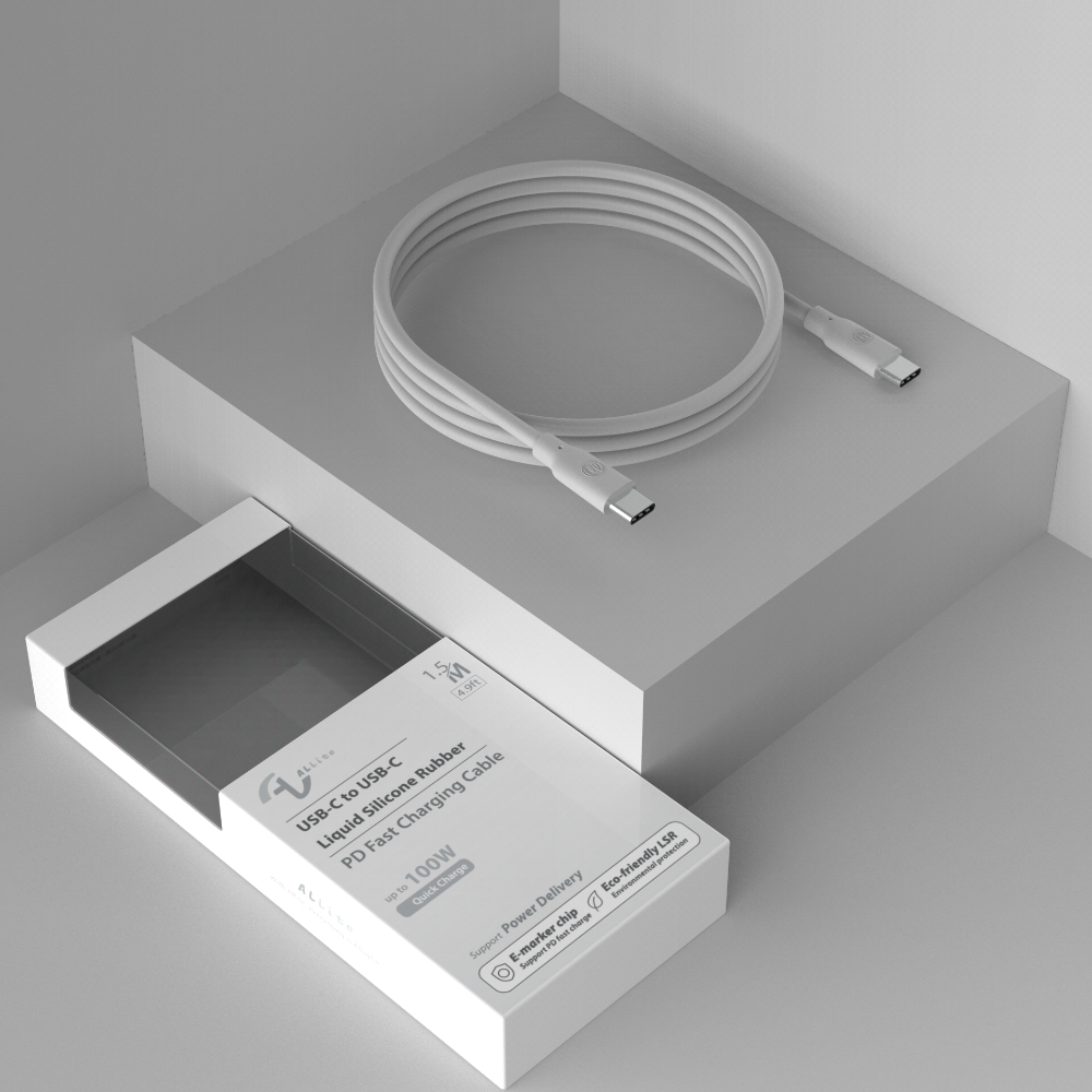 [OneMore Co., Ltd.] Allite 1.5M Liquid Silicone Charging Cable (USB-C to USB-C) Cool Mist Gray, , large