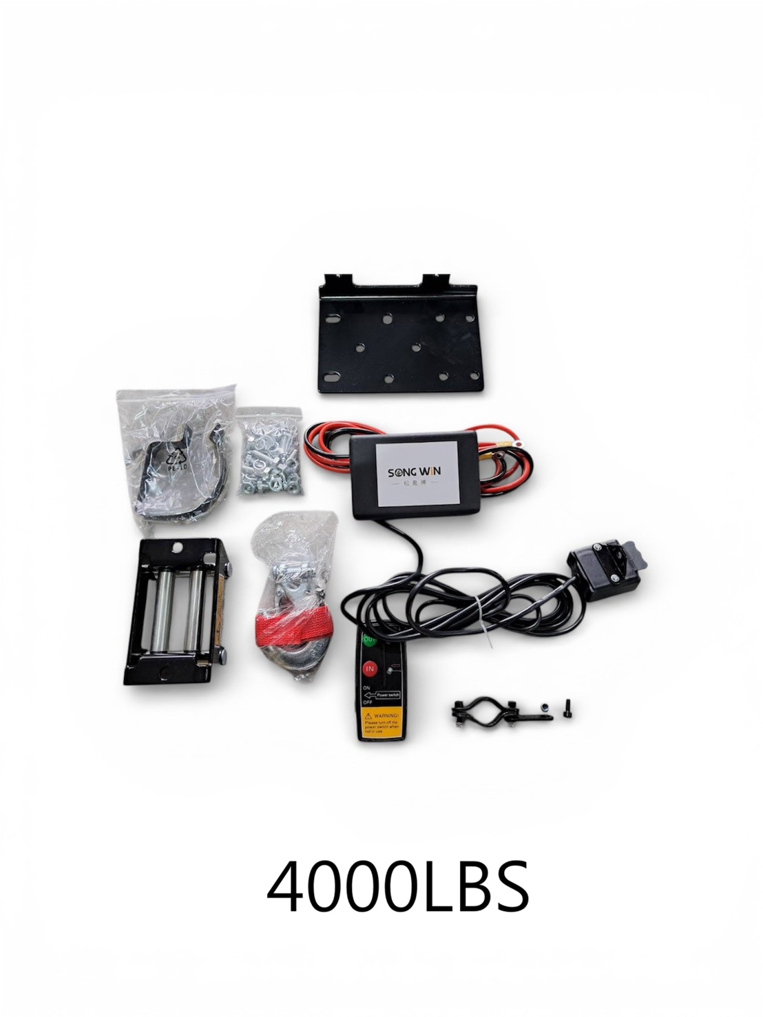 WIN五金 松盈牌DC-12V/24V  LBS-4000 車用捲揚機付無線遙控 捲揚機 電動吊車 吊車 電動絞盤 電動捲線機 車用救援, , large