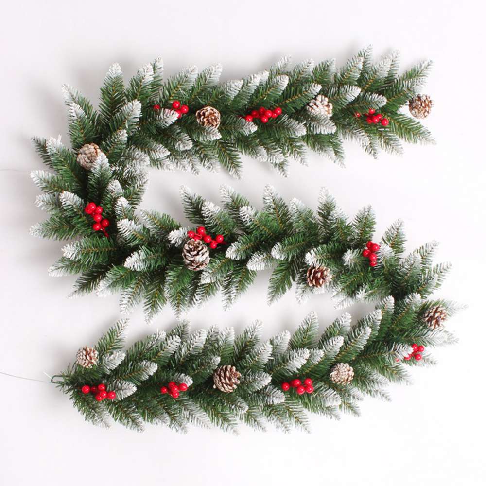 摩達客9尺/270cm刷白松果紅果裝飾樹藤條-免組裝/可彎曲調整_可掛門邊/窗邊/牆沿_本島免運費, , large