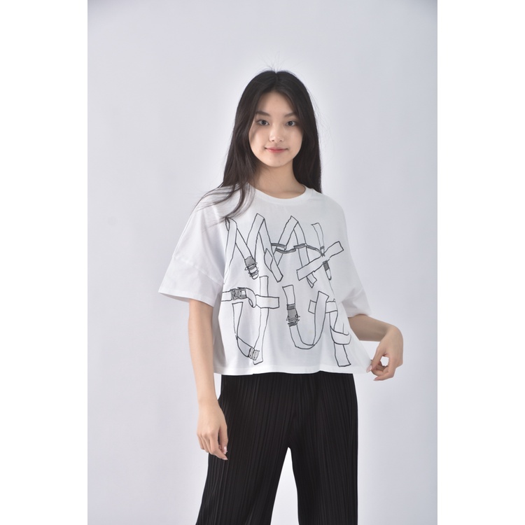(XL) max co圓領白色短袖上衣二手衣, , large