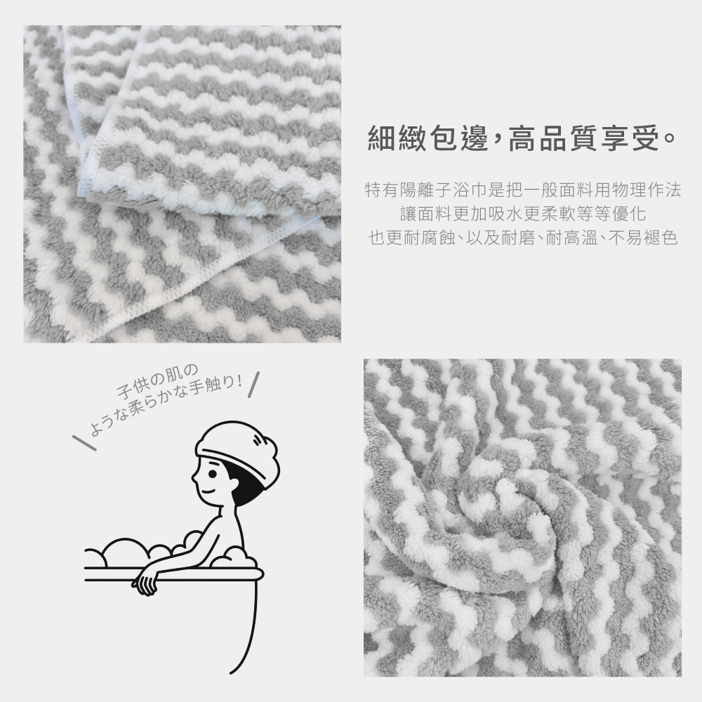 百特兔親水柔膚條紋浴巾_灰白, , large