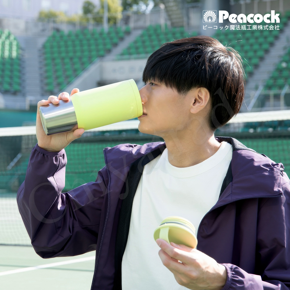 【日本孔雀Peacock】手提式真空斷熱不鏽鋼 冰霸杯 巨無霸鋼杯 保冰保溫 隨行杯 800ML(上蓋可拆洗)-黑色, , large