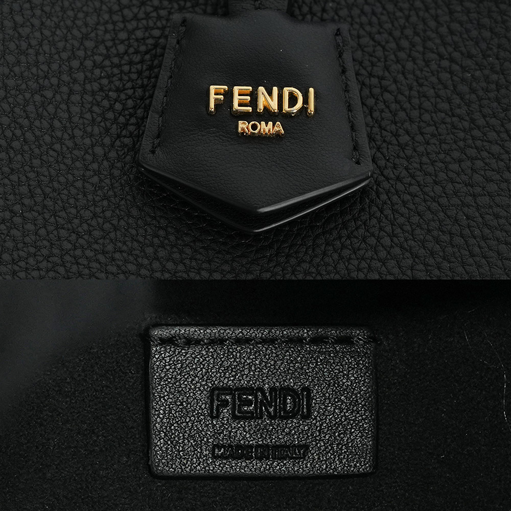FENDI Origami 牛皮可折疊迷你水桶包/托特包/黑色, , large
