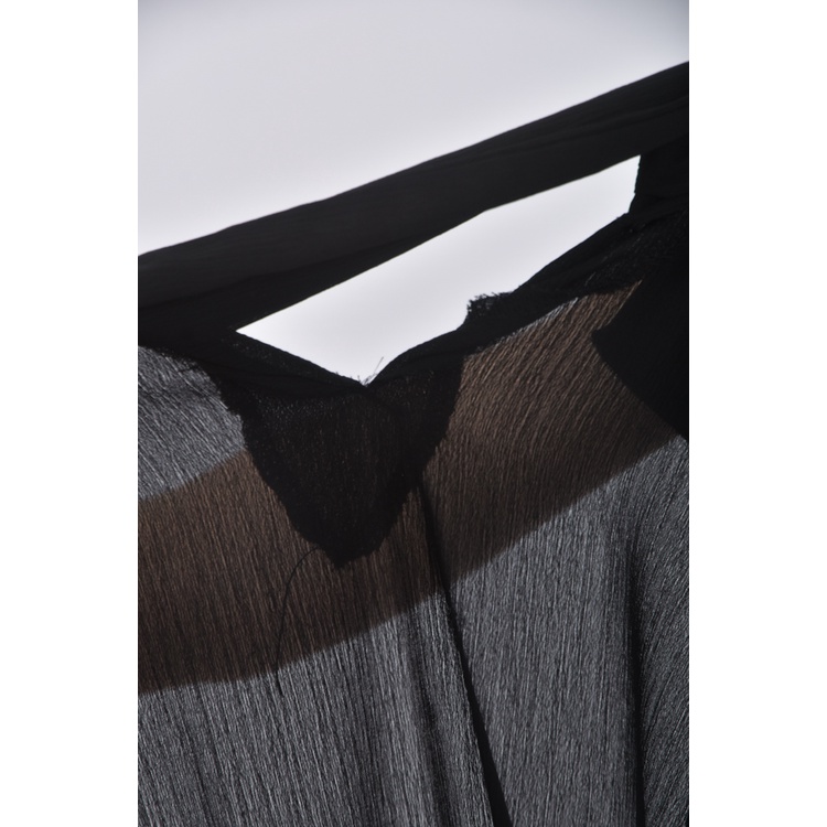 (M) 高腰綁帶黑色連身裝二手衣, , large