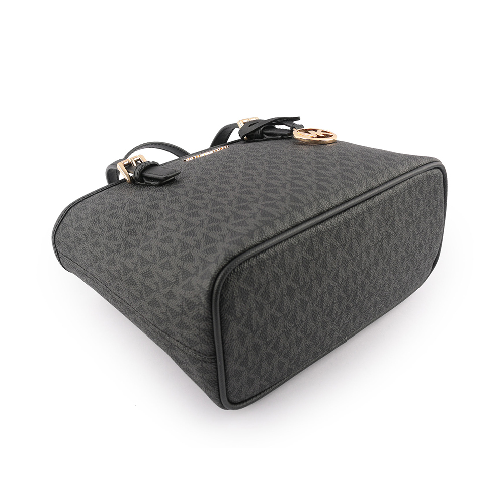 Michael Kors 滿版圓形Logo 塗層帆布小款托特包(黑色), , large