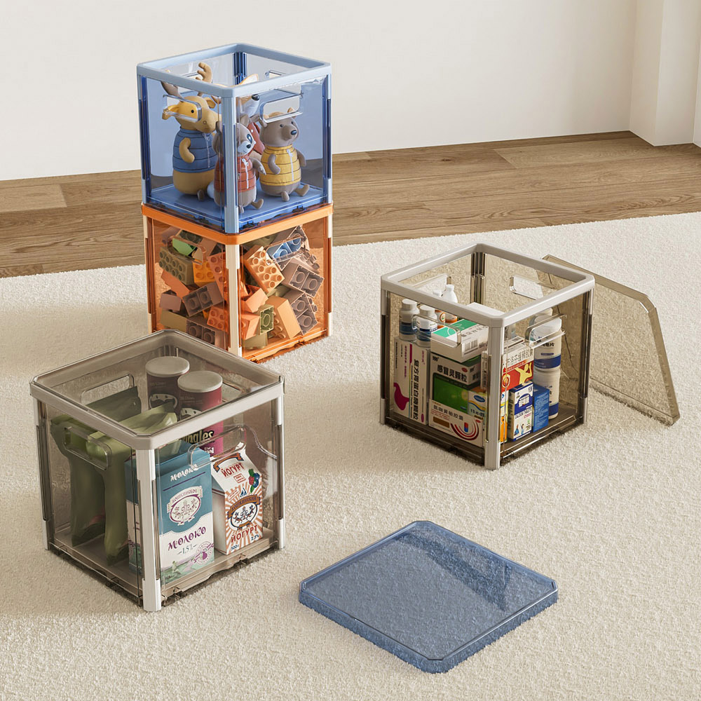 【AOTTO】透明極簡風可堆疊收納箱-酡顏粉(AL-015P*2), , large