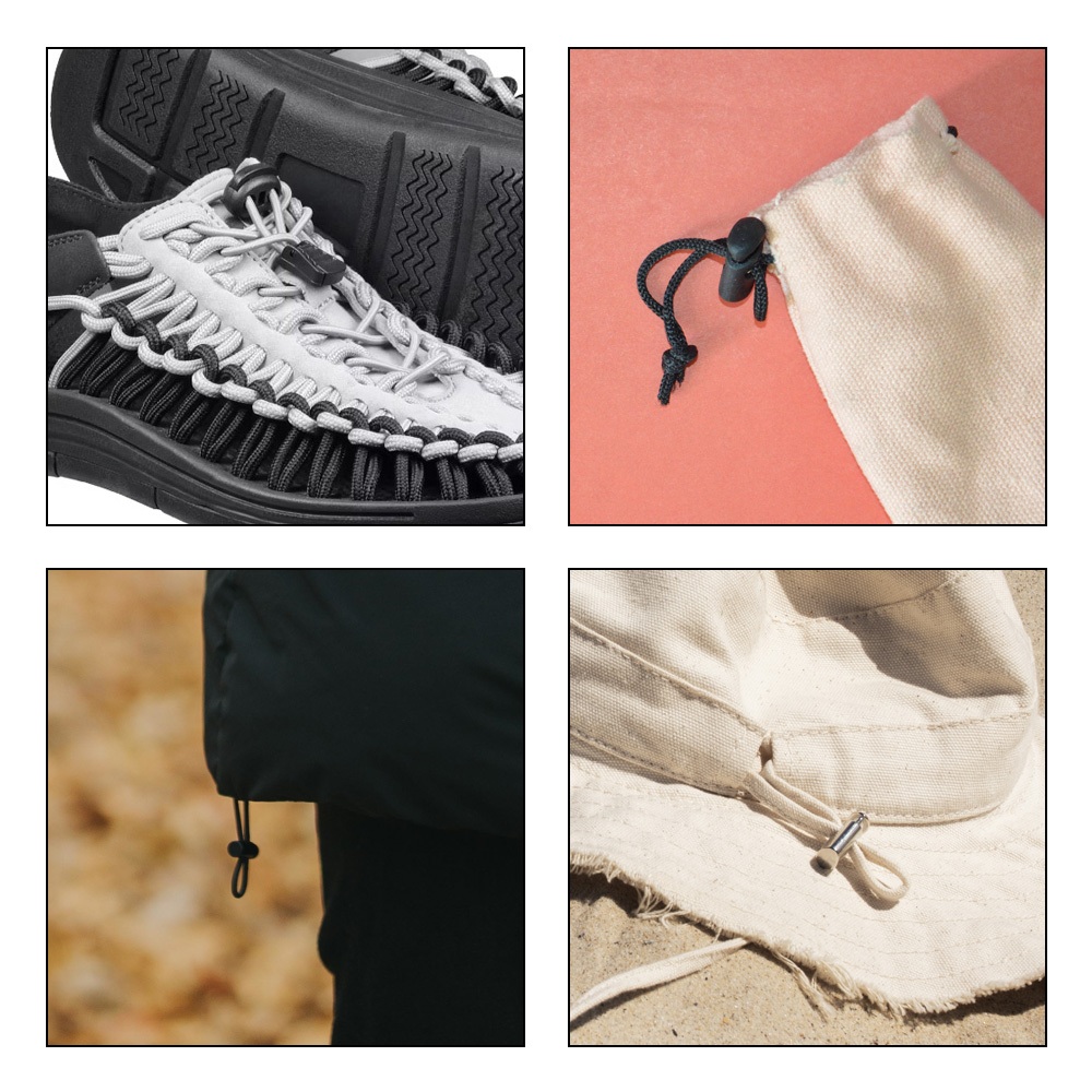 透明雙孔圓形豬鼻扣 束扣 豬鼻扣 彈簧扣 調節扣 鬆緊調節 帽繩調節扣 鬆緊鈕扣 止滑扣 手作材料 塑膠彈簧扣 透明, , large