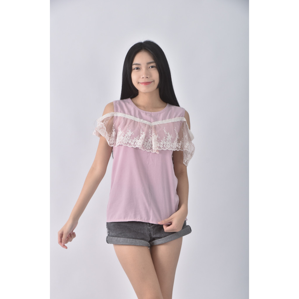 (S) 拼接粉色上衣二手衣, , large