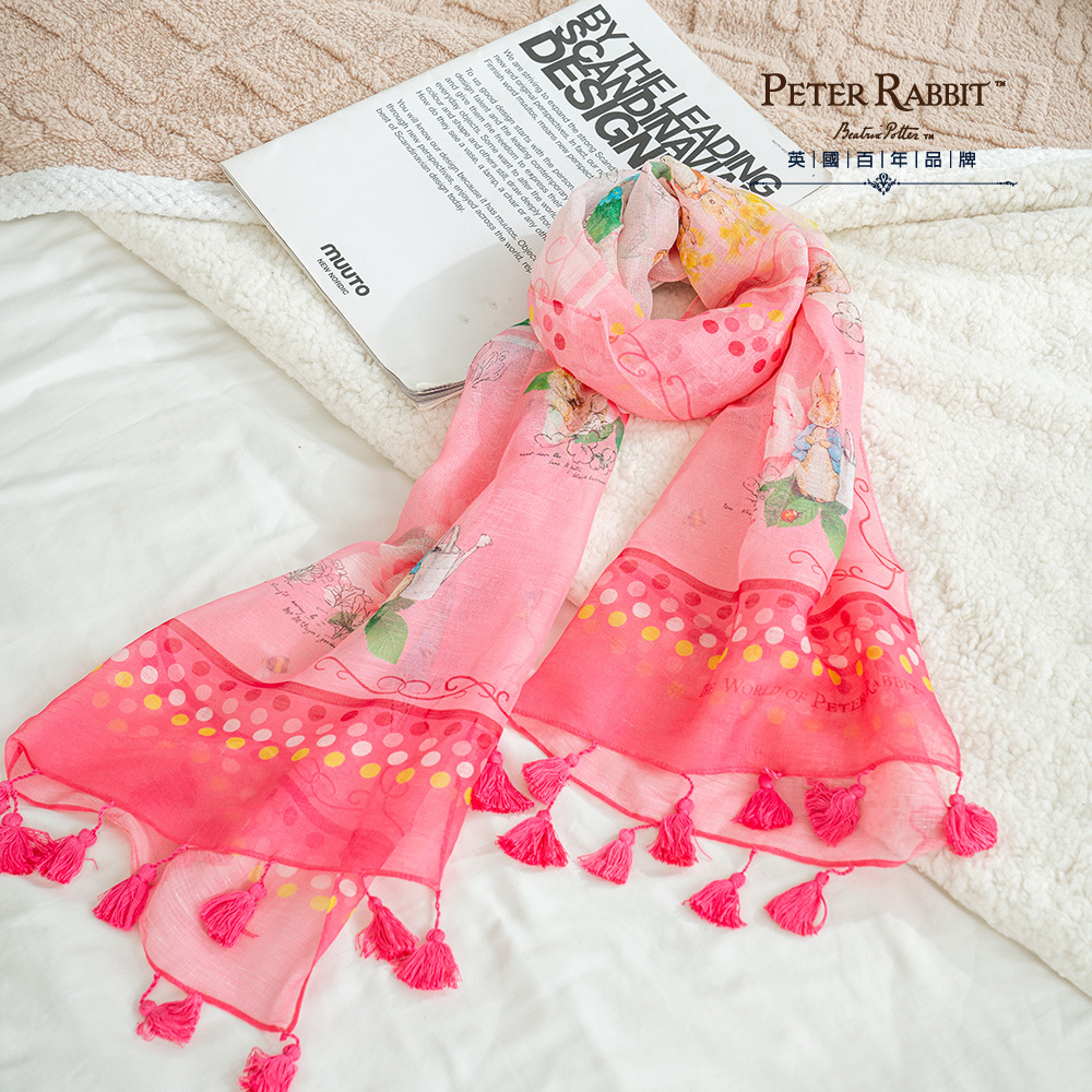 【世豐】情人節優惠6折_PETER RABBIT 比得兔莫代爾棉玫瑰長絲巾