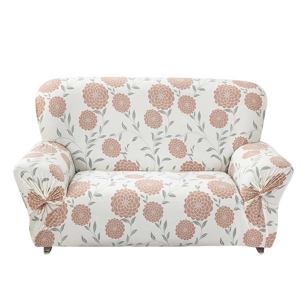 【格藍傢飾】花雅三防棉柔彈力沙發套-咖1人座/2人座/3人座/1+2+3人座 萬用沙發罩彈性防滑全包, , large