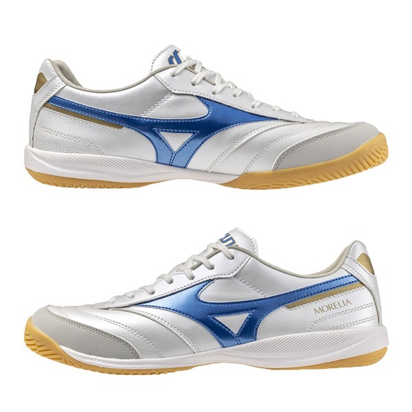 [秉宸] MIZUNO Morelia Sala Pro 足球平底鞋 白藍 2E楦 室內 五人制 Q1GA241325, , large