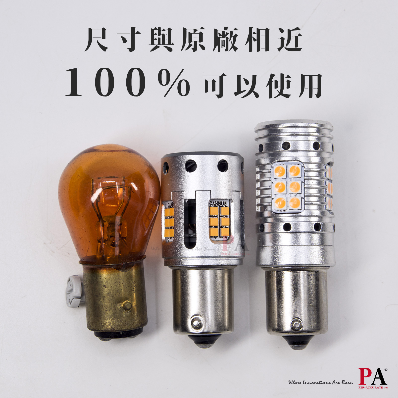 [PA LED] 爆亮款｜防快閃 LED 風扇方向燈 原廠橘 1156斜角 / BAU15S / PY21W, , large