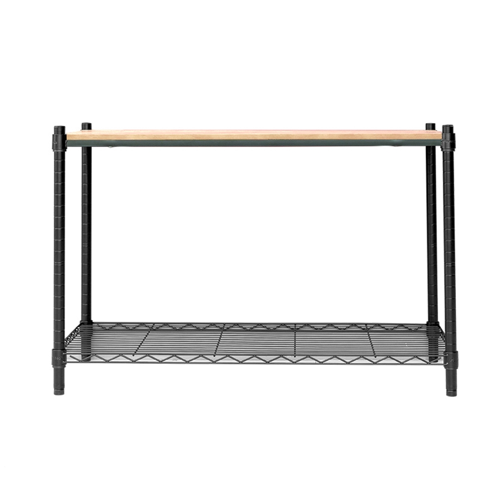 【Y HOUSE】90x45x60 cm pine two-layer storage rack rack iron rack - black wood, , large