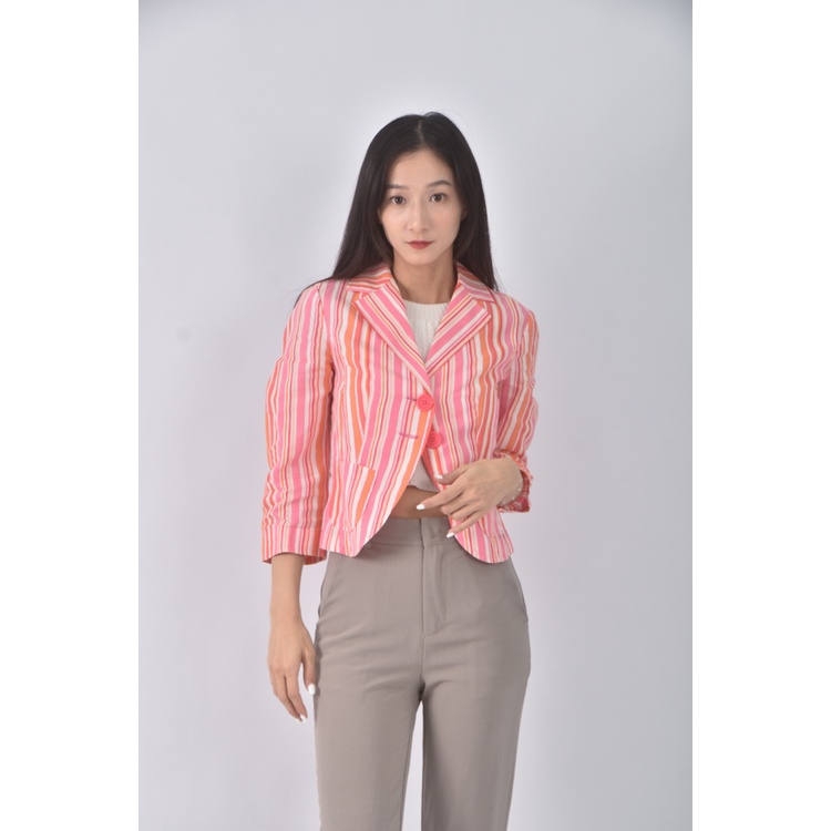 (S) united colors of benetton條紋粉色外套二手衣, , large