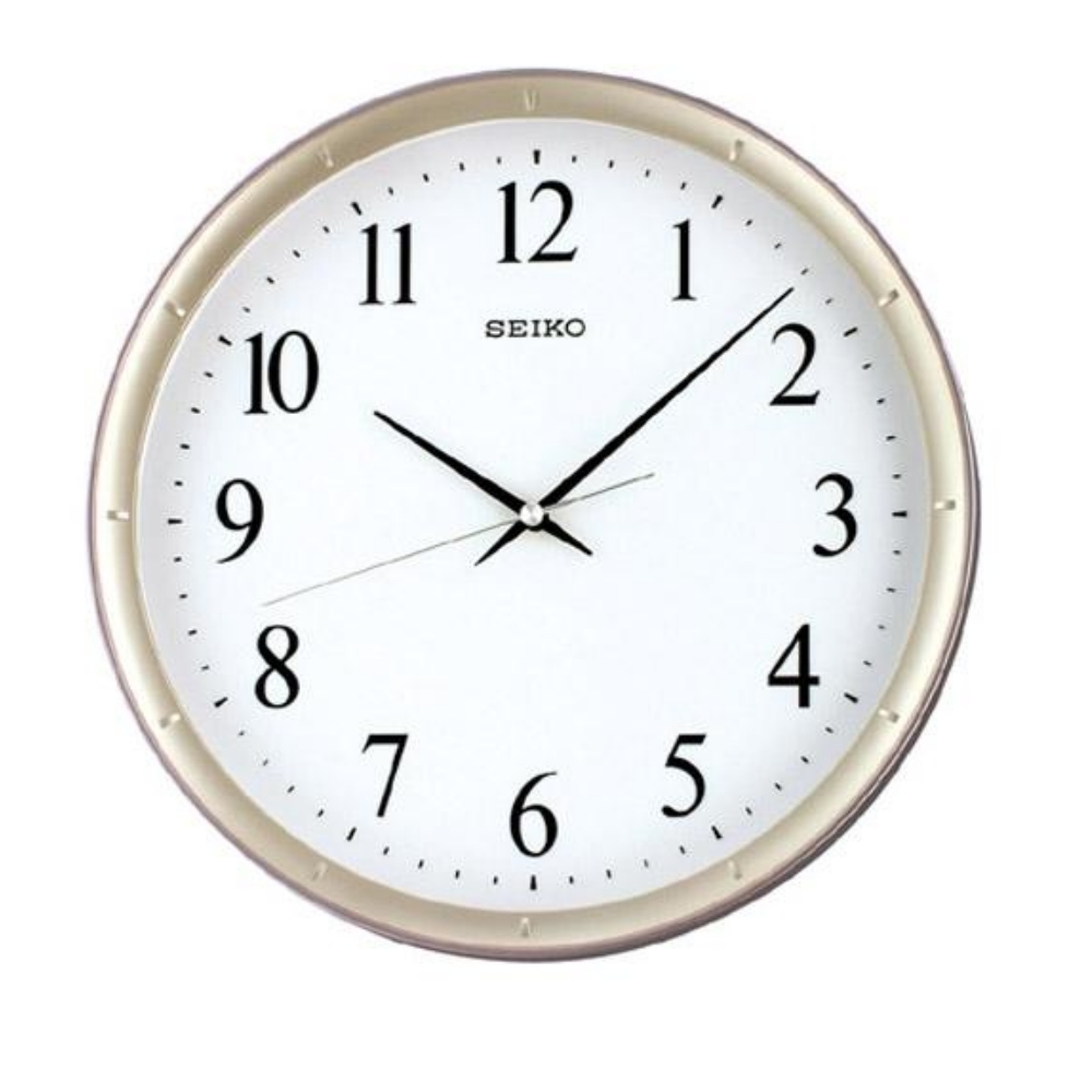 SEIKO 精工 金色邊框 恆動式秒針 靜音掛鐘-31cm, , large