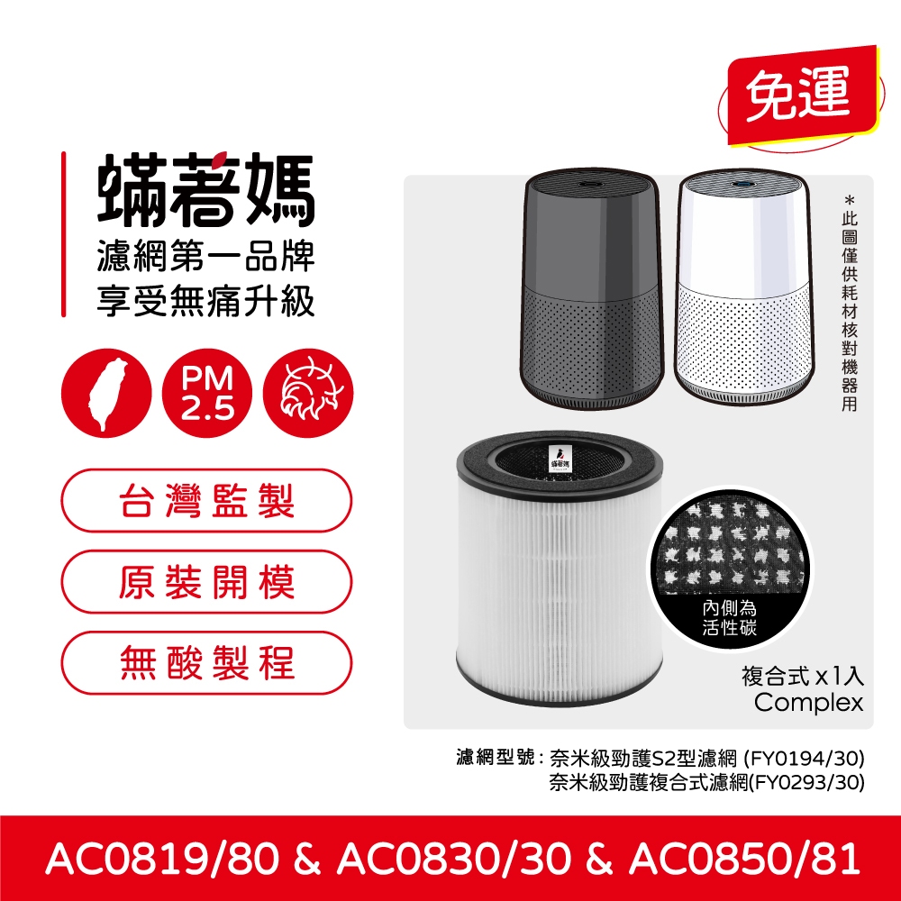 蟎著媽 適用 PHILIPS 飛利浦 AC0819/80 AC0850/81 AC0850 FY0194/30 空氣清淨機 濾網