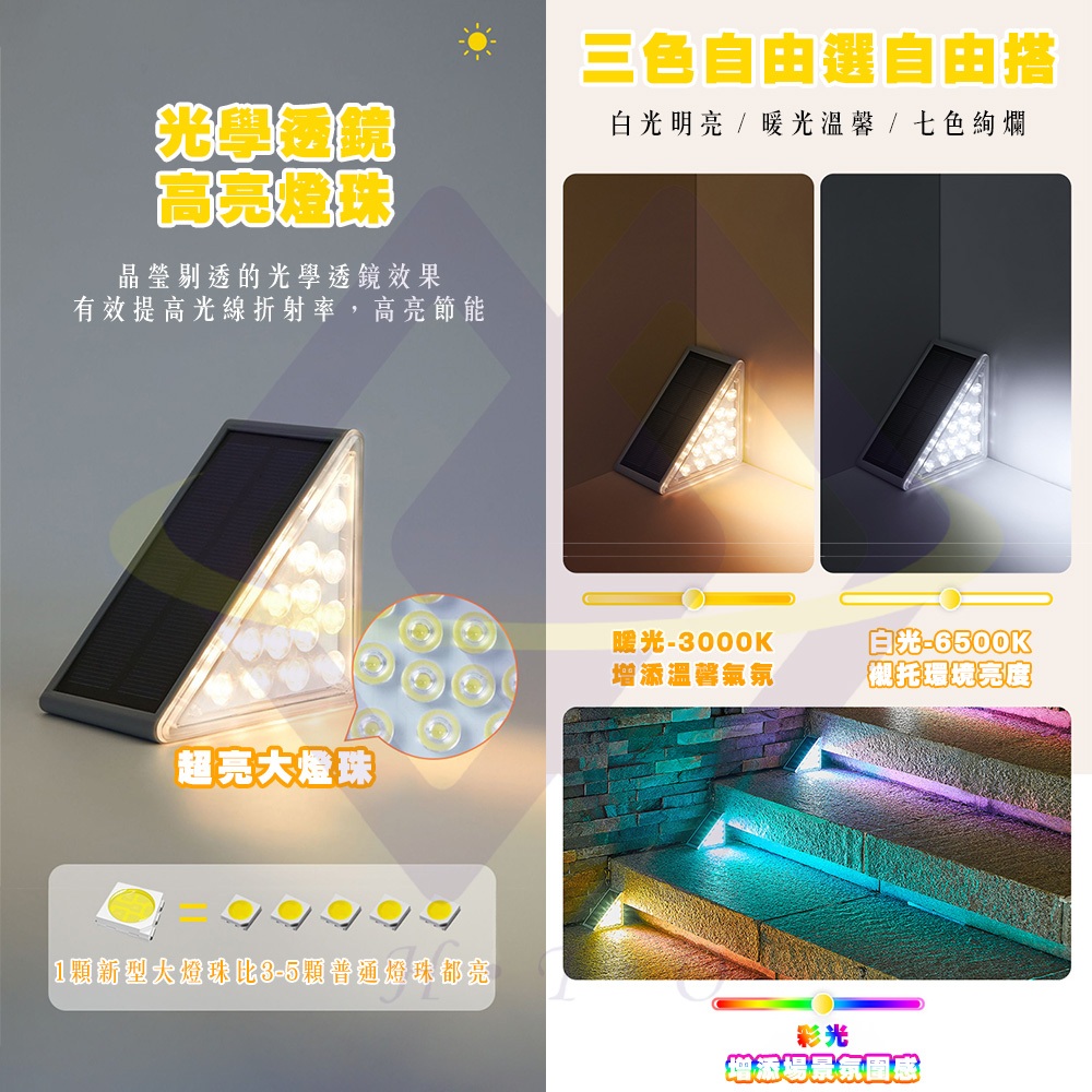 Solar-Powered Step Light – Multicolor Light (2 Pcs/Set), , large