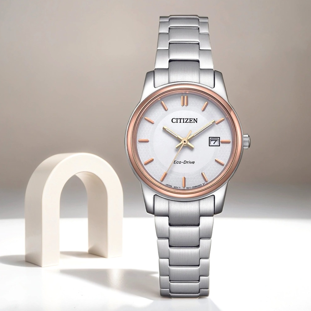 CITIZEN 星辰 光動能經典女錶-白/27.5mm EW2319-71A, , large