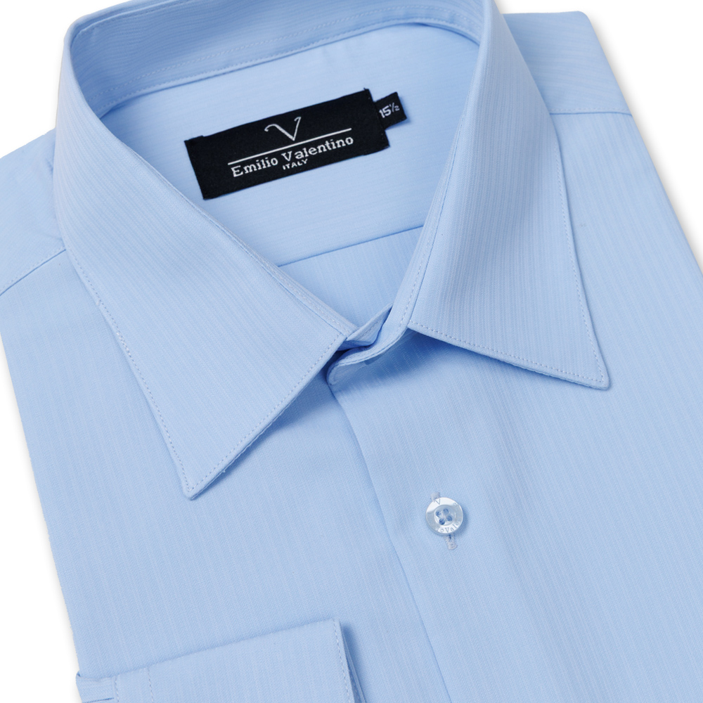 范倫提諾厚款彈性長袖襯衫1020藍, , large