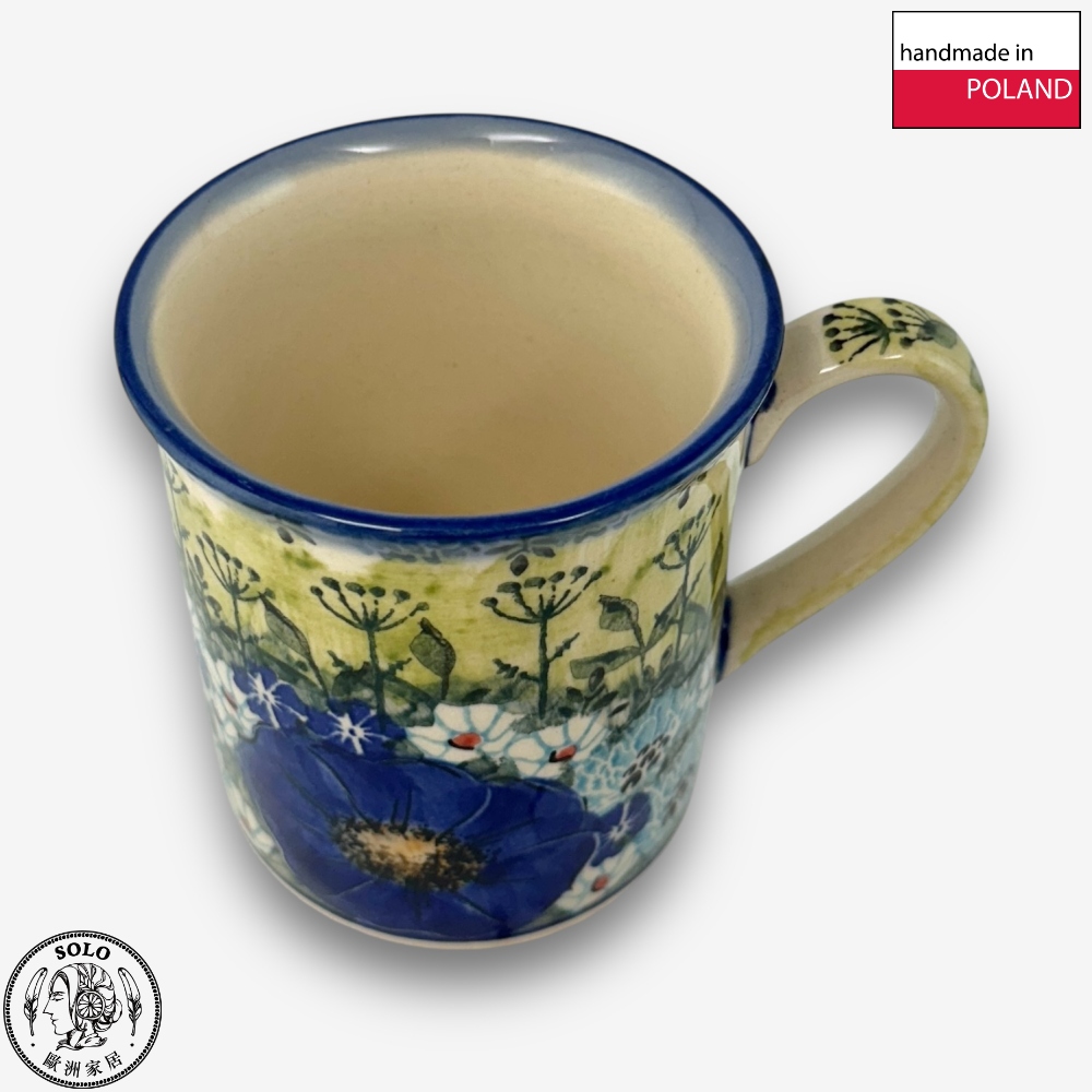 【SOLO歐洲家居】波蘭製 Cerraf 波蘭陶 280ml 馬克杯 水杯 咖啡杯 藍野芳蹤系列, , large