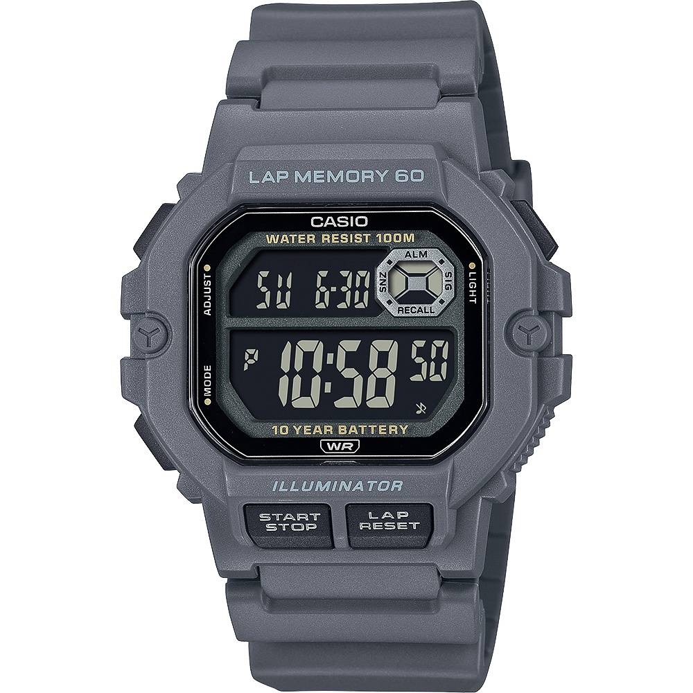 CASIO 卡西歐 運動訓練10年電力手錶-鐵灰 WS-1400H-8BV, , large