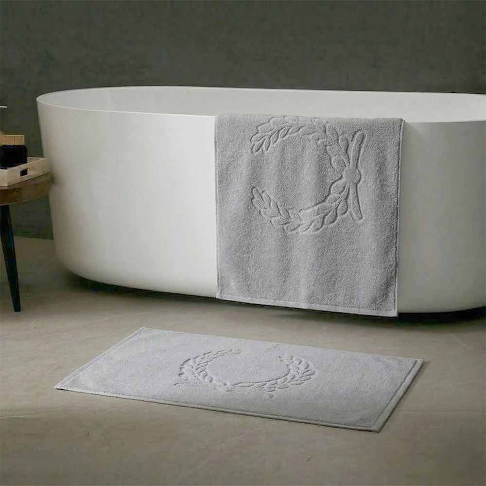 浴室腳踏墊【輕岩灰 50*80cm】五星級飯店地墊 浴室地毯 踏墊 吸水墊 100%純棉 瞬吸速乾 飯店風 麥穗壓花 精梳棉, , large