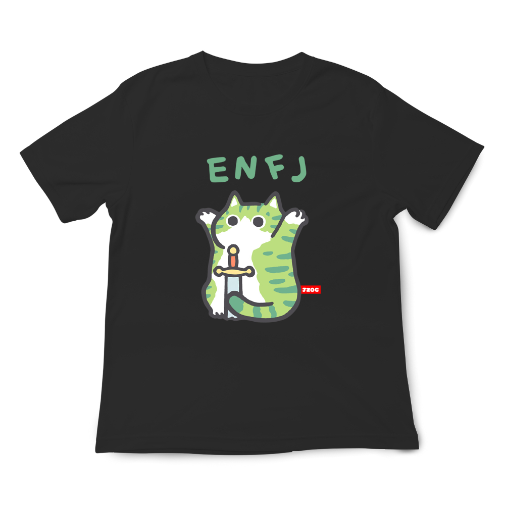 JZ TEE MBTI貓咪 ENFJ-主人公 印花短袖, , large