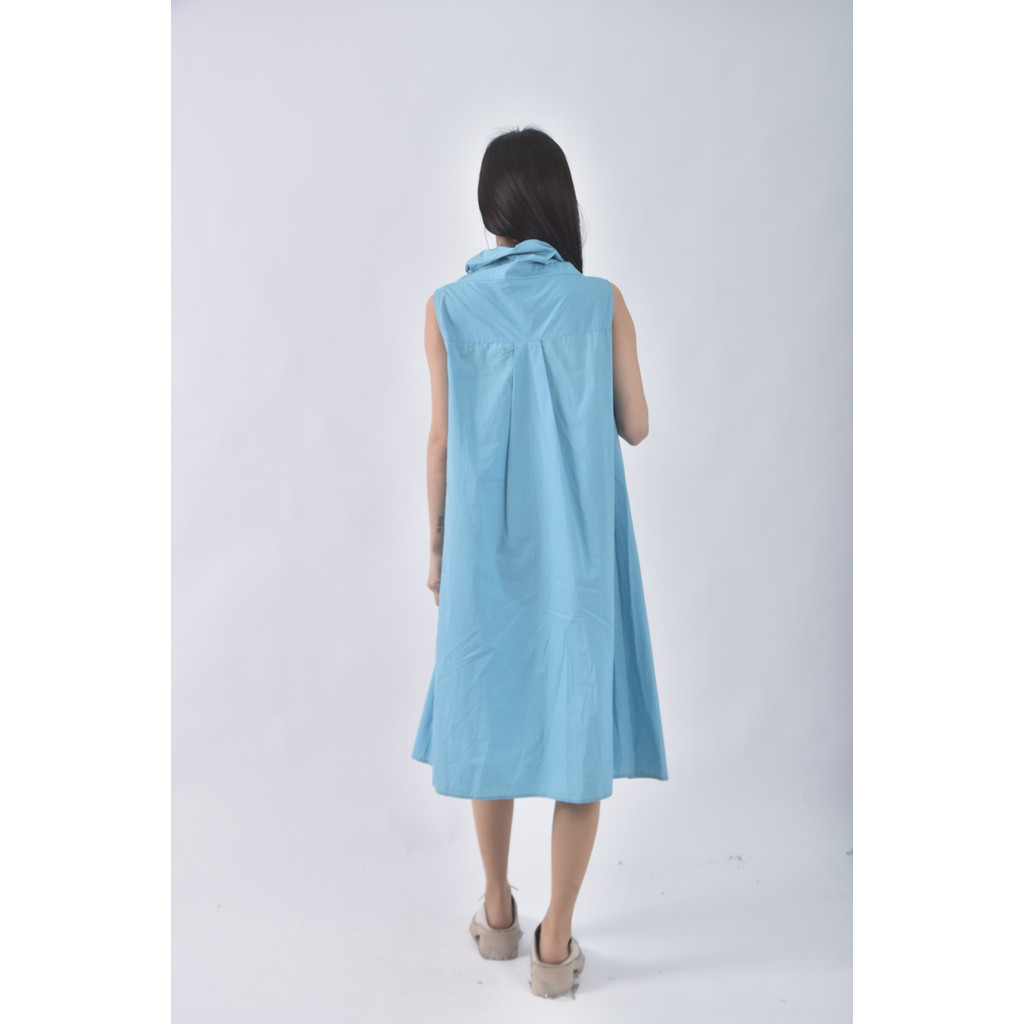 (M) cos質感棉質純棉藍色洋裝二手衣, , large