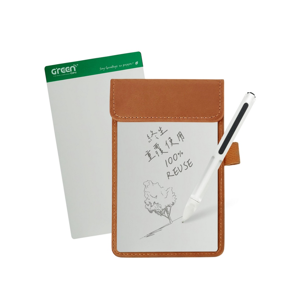 【Green Board】7.2吋磁性電紙板 MT7進階收納組(電紙板x2+手寫筆+皮革夾) MIT雙專利設計 0.5mm超薄軟性電子紙 局部清除手寫板