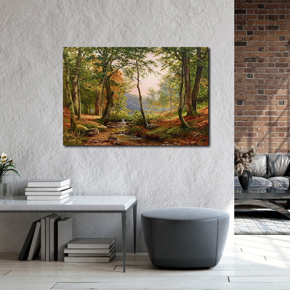【御畫房】綠林小鹿之二 國家一級畫師手繪油畫60×90cm(VF-193), , large