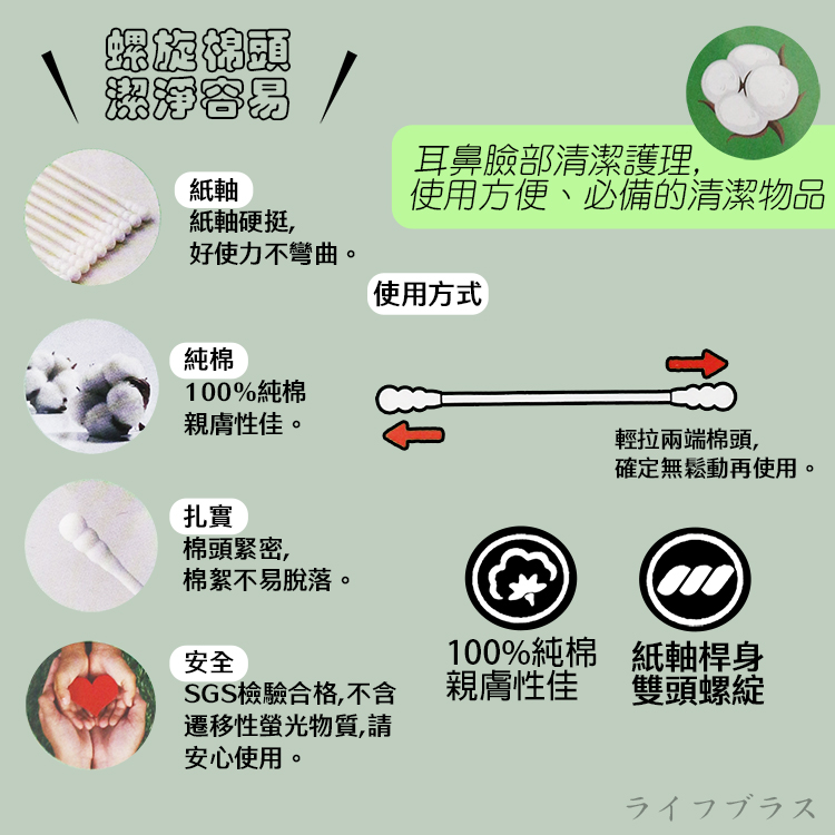 抽屜式雙螺旋紙軸棉花棒-400支x 3盒, , large