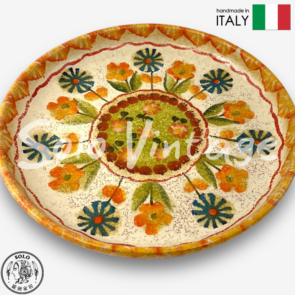 【SOLO Vintage】Modigliani Italian Pottery 18cm Deep Dish Plate FESTA Italian Party Series, , large