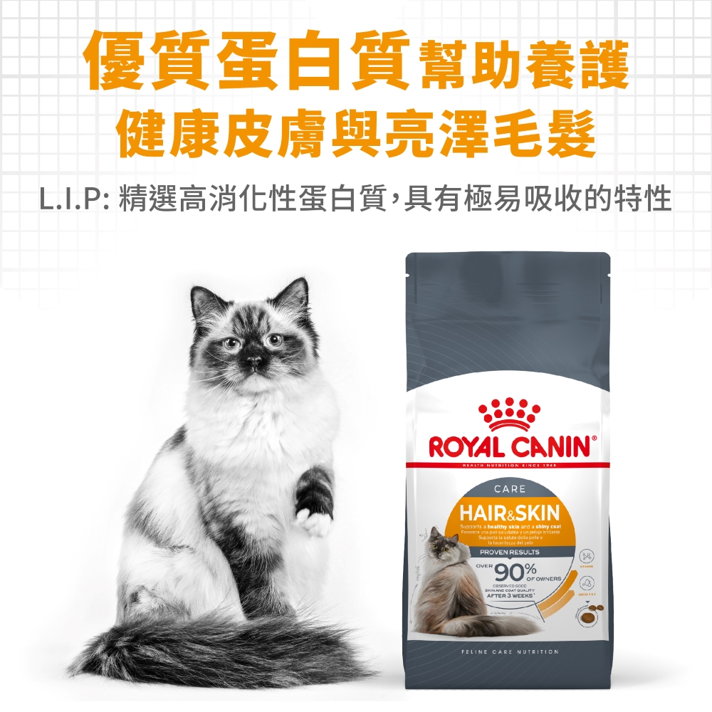 【拉拉寵物小舖】法國皇家 貓飼料 HS33 亮毛護膚成貓專用乾糧 2公斤, , large