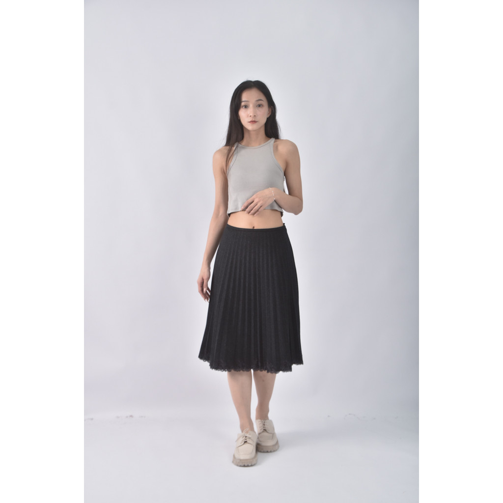 (M) clear impression拼接灰色長裙二手衣, , large