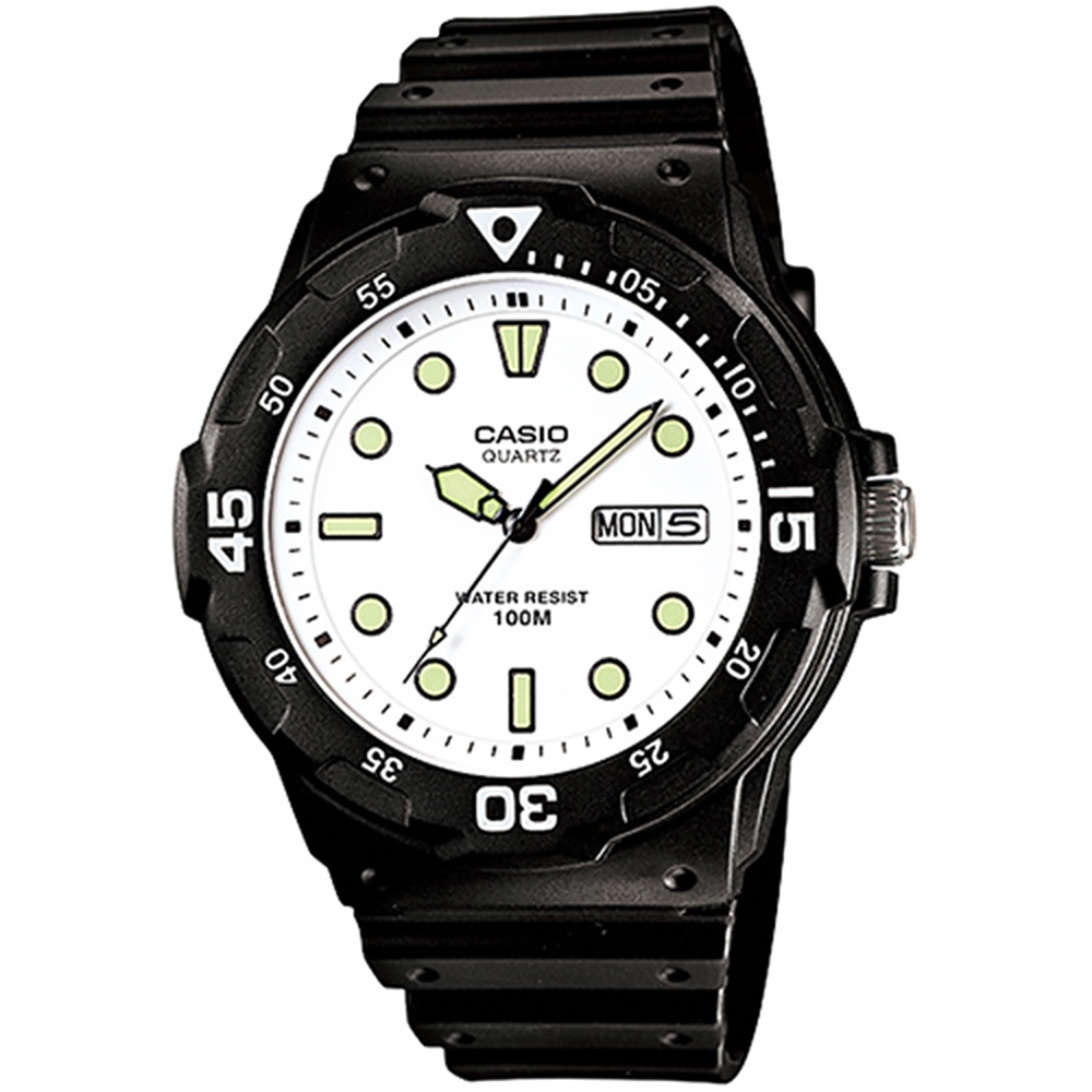 CASIO 卡西歐 DIVER LOOK 潛水運動風手錶-黑x白 MRW-200H-7E