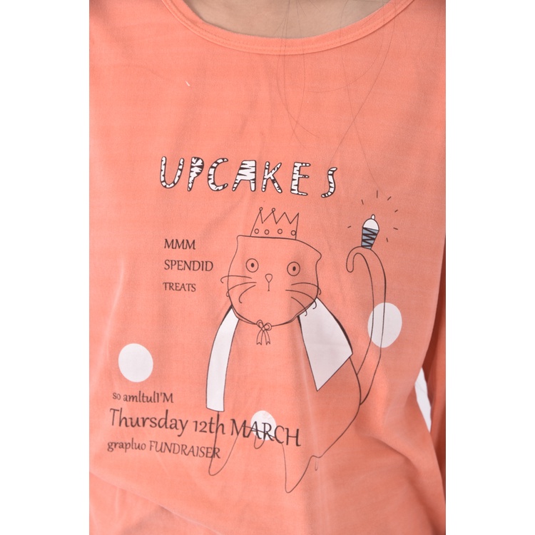 (L) 生日貓橘色長袖上衣二手衣, , large