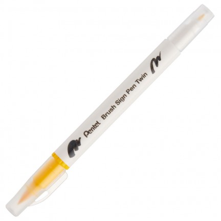 【 Pentel 飛龍 】雙頭柔繪筆 10支/盒 SESW30C   -  T122 黃, , large