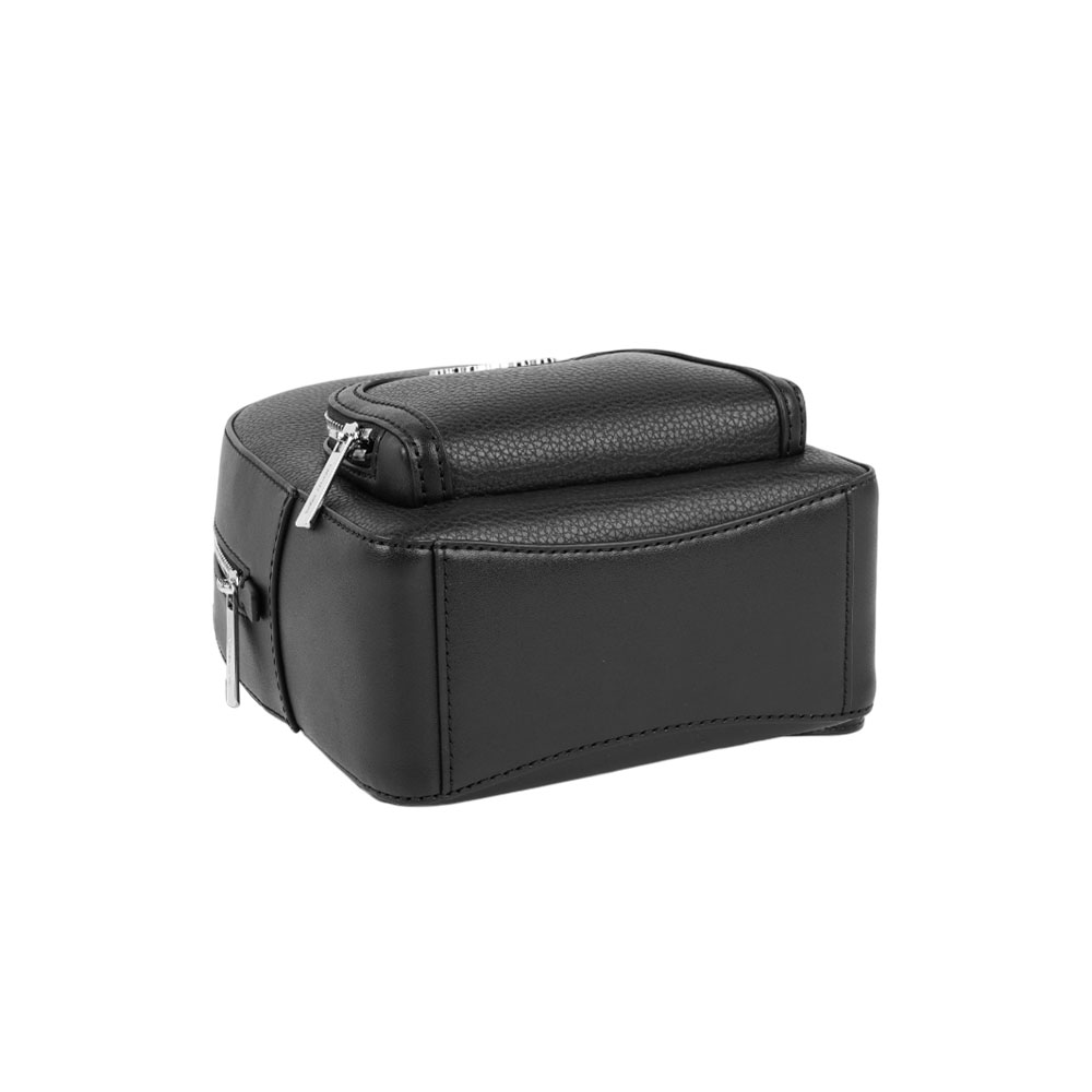 Michael Kors Jaycee 銀字荔枝皮革拉鍊口袋迷你後背包(黑色), , large