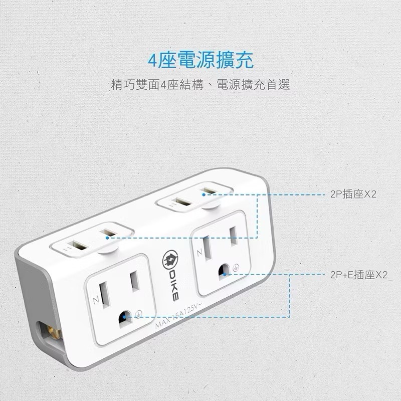【Leo手機周邊專賣店】DIKE戴克 安全加強型節電小壁插 / DAH754P, , large