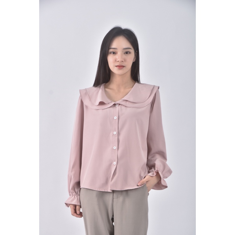 (M) 日系粉色長袖上衣二手衣