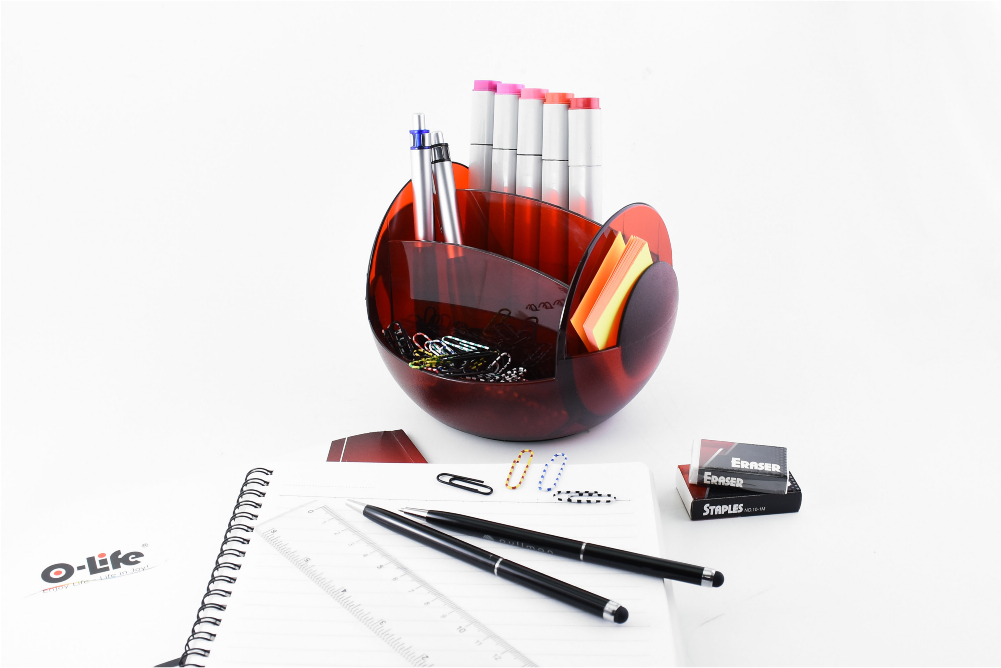 【O-Life】Rotating remote control storage box - transparent orange, , large