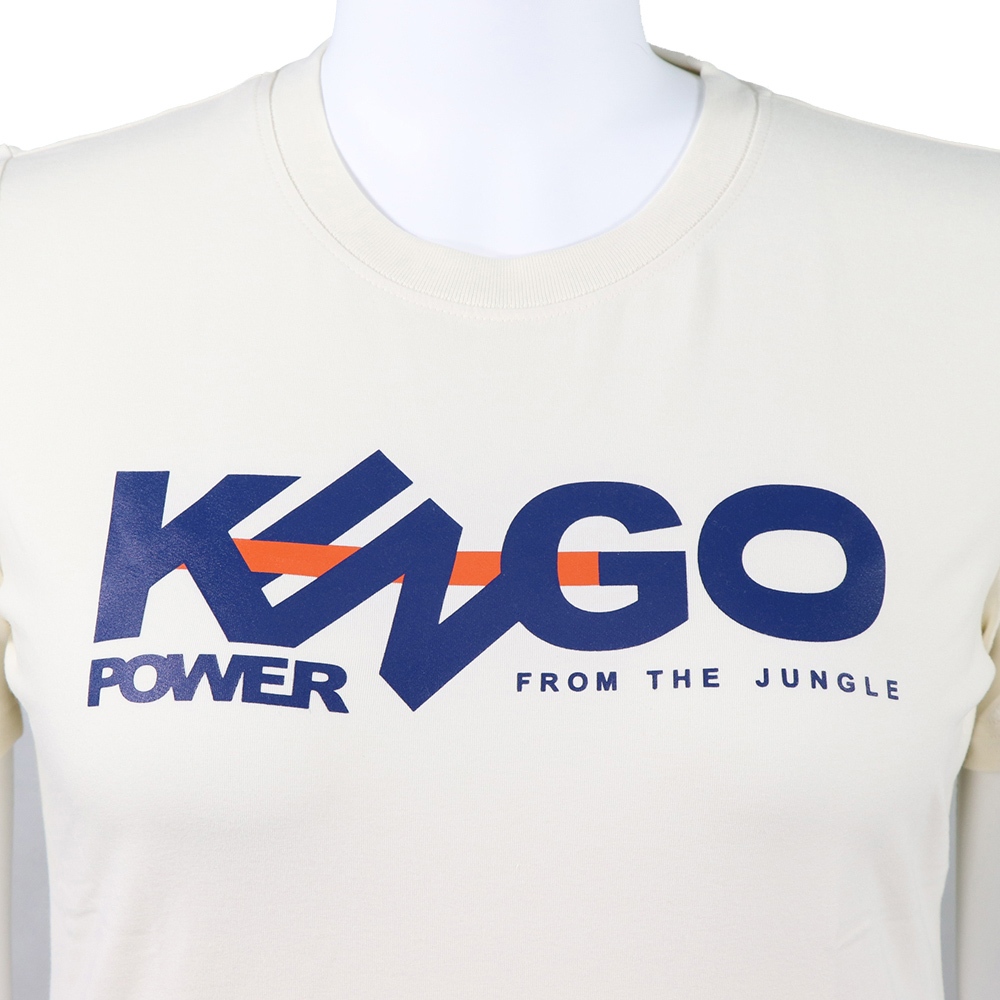KINGO-大尺碼-女款 圓領T恤-米白-414112, , large