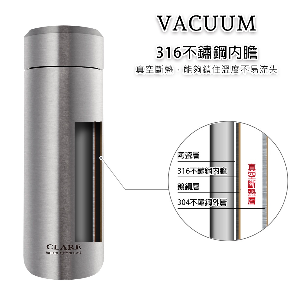 CLARE 可蕾爾 316不鏽鋼陶瓷保溫杯 神氣貓500cc-Leidea樂德兒, , large