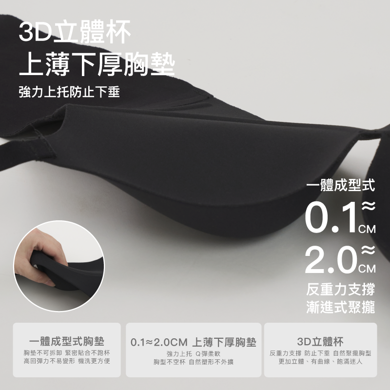 【美胸款】24HRS無感集中內衣【經典黑M】內衣, , large
