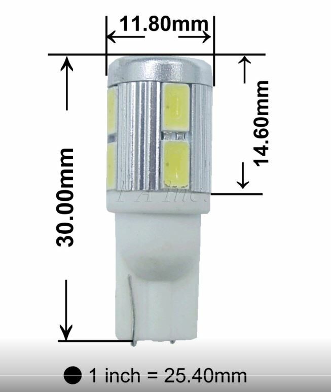 PA LED T10 10SMD White Small Reverse Position License Interior Daytime Light, , large