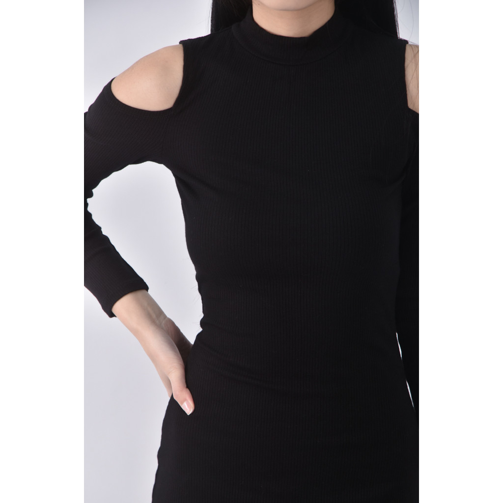 (S) forever21質感挖肩黑色洋裝二手衣, , large