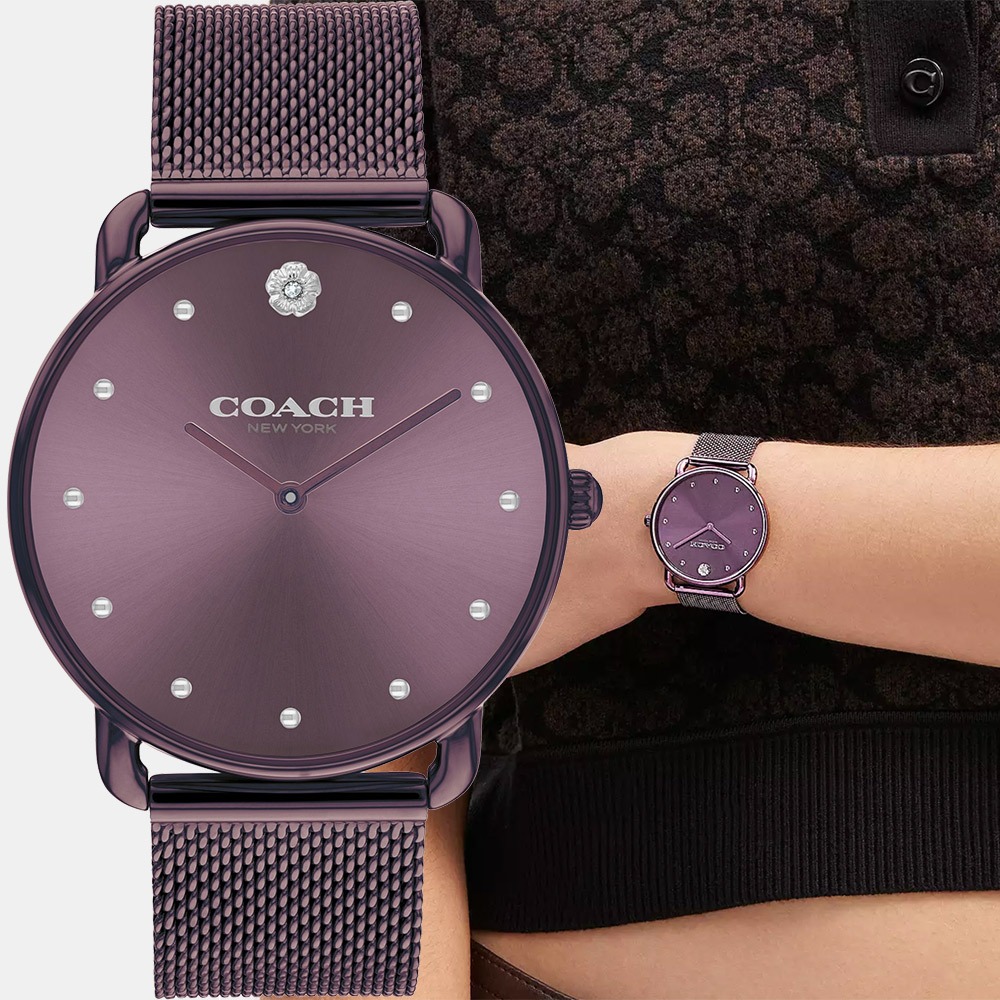 COACH Elliot 經典山茶花米蘭帶女錶 送禮-36mm CO14504211, , large