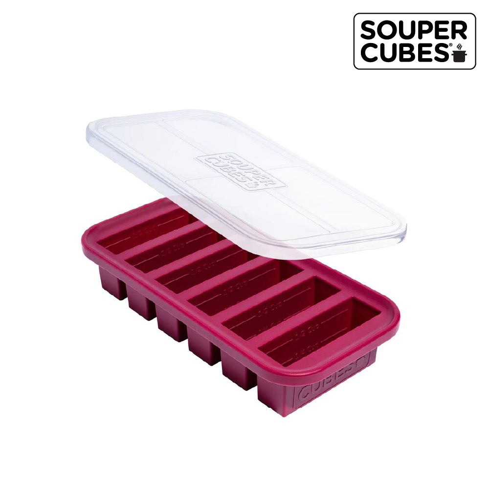 多功能食品級矽膠保鮮盒6格_酒紅色(125ML/格), , large