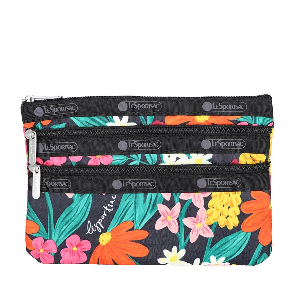 LeSportsac 3-ZIP COSMETIC 三層拉鍊化妝包 - 繽紛花園, , large
